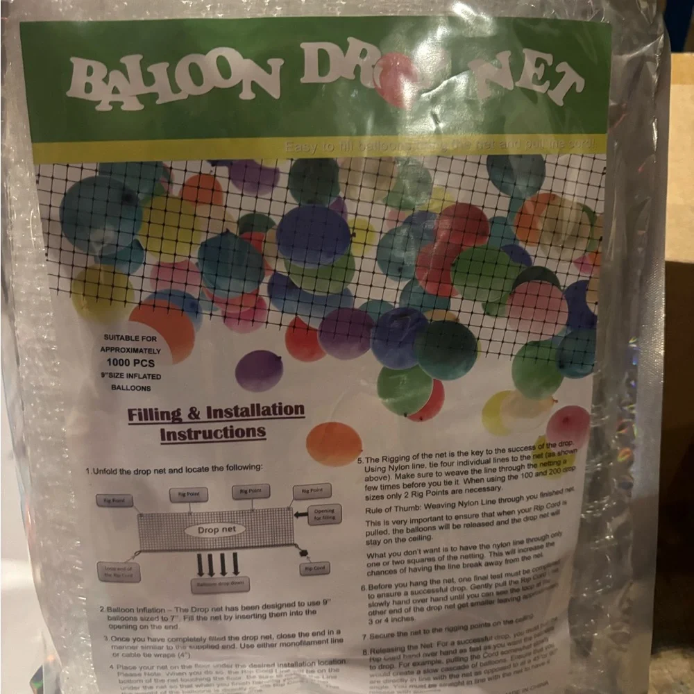 Colorful Balloon Drop Net for Parties